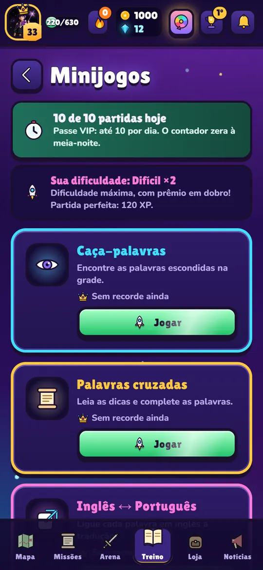 Lista de minijogos da Torre do Saber